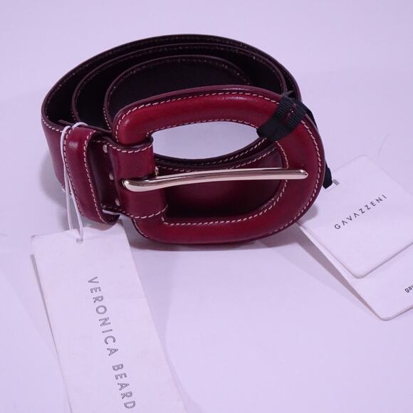 Veronica Beard x Gavazzini NEW Aloe Leather Belt XXS NWT 180 Burgundy main image 7